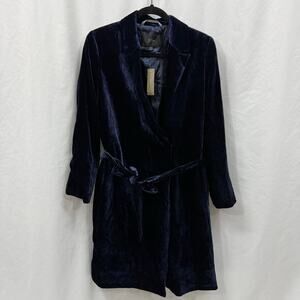 J. Crew Blue Velvet Velour Tuxedo Trench Coat Long Blazer NWT Small